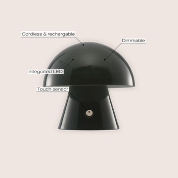 Porcini 7" Contemporary Bohemian Rechargeable/Cordless Iron Integrated LED Mushroom Table Lamp